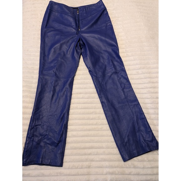 Metrostyle Royal Blue Genuine Leather Zip Front Pants with tasselsSize 10 - Picture 5 of 6